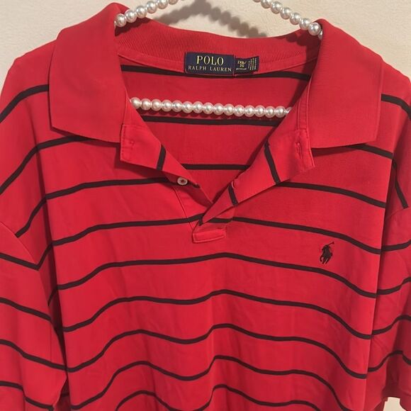 Polo Ralph Lauren BIG Soft Red with Black Stripes Polo. SIZE 2XB - Picture 2 of 4